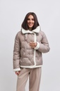 Quilted jacket with sheepskin trim