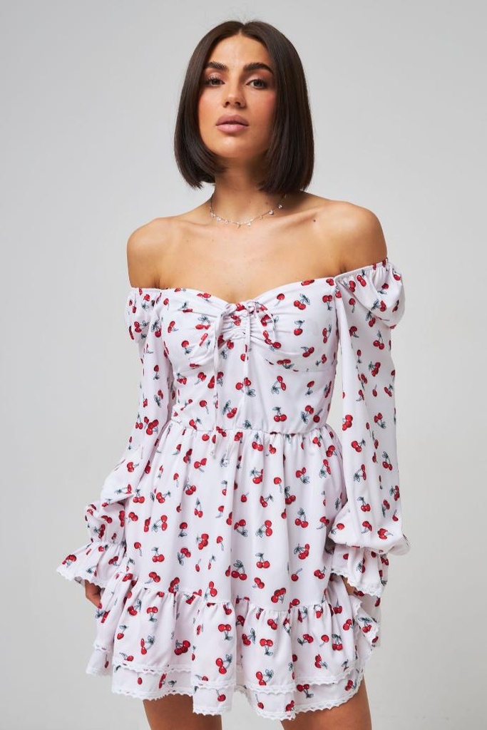 Rochie cu șnur reglabil și volane