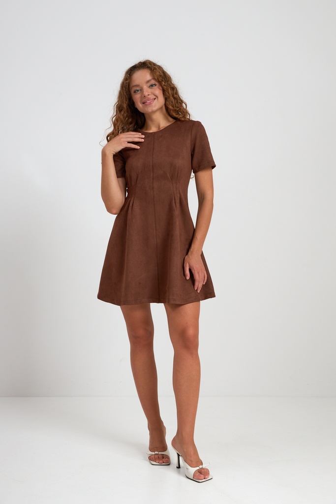 Сукня міні з защіпами із замші