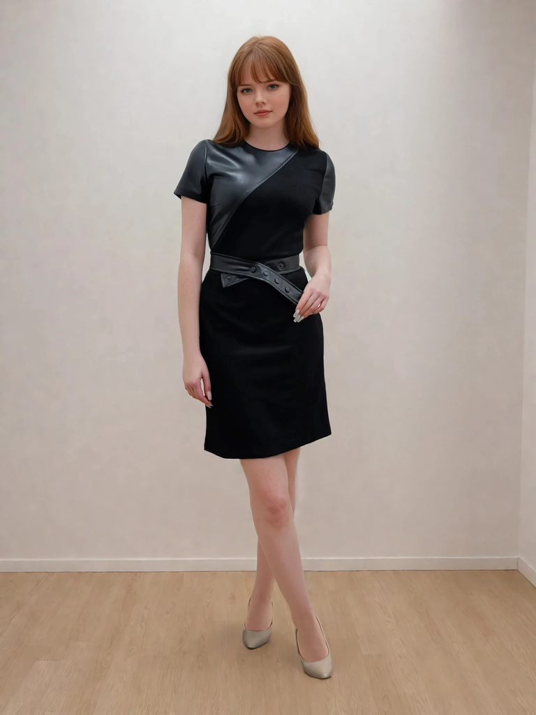 Сукня комбінована із замші та еко шкіри