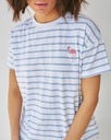 Striped T-shirt with FLAMINGO embroidery