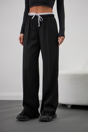 Palazzo pants  with a white elastic belt 