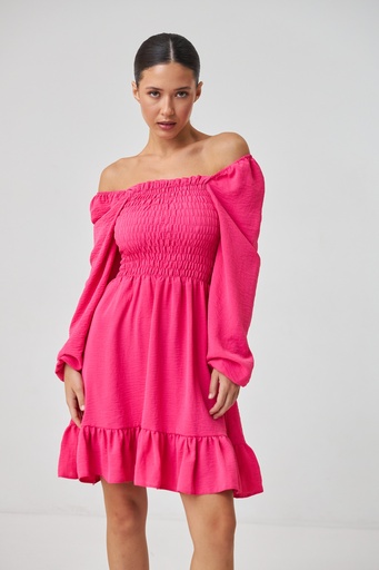 Rochie cu corset elastic și volan la bază 