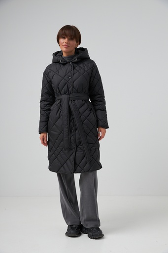 Куртка подовжена з паском та капором